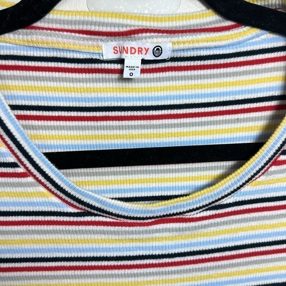 Sundry Stripe Short‎ Sleeve Midi Dress Yellow Red XS - Picture 4 of 6